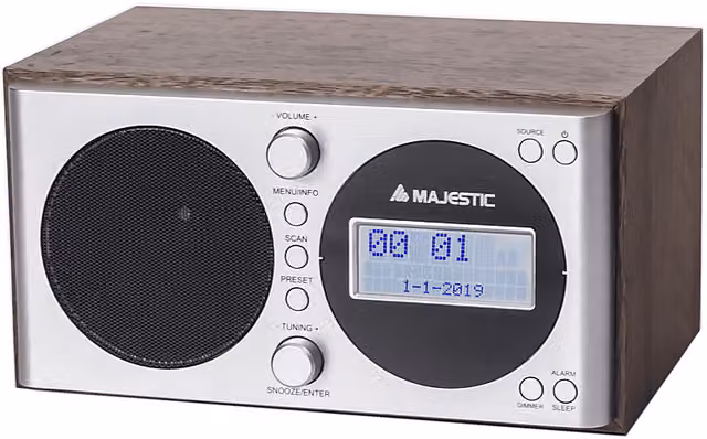 Radio Majestic WR-162DAB DAB+ FM Argento e Legno con Jack 3,5 mm