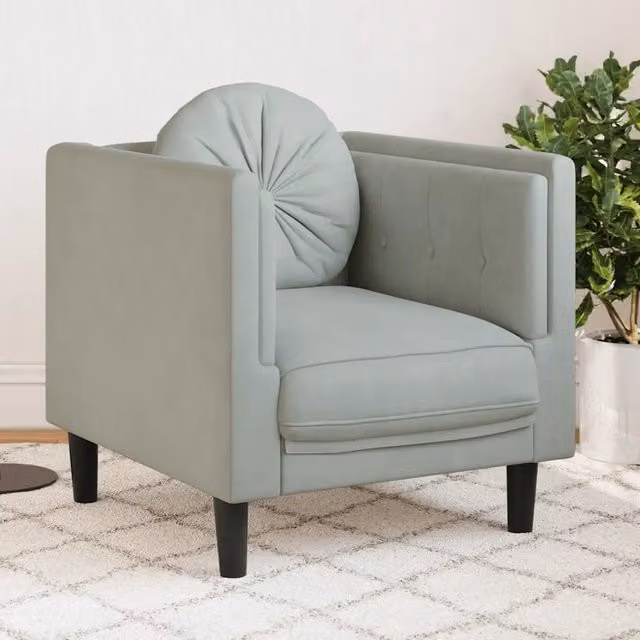 Divano Sedia-Poltrona con Cuscino Grigio Chiaro in Velluto