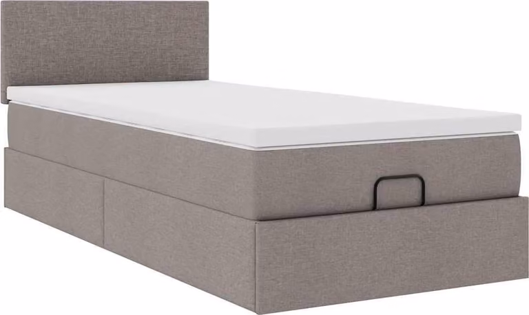 Struttura Letto Pouf con Materasso Tortora 80x200 cm in Tessuto
