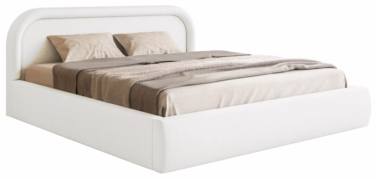 Selsey RUVI - Letto imbottito con rete a doghe e spazio contenitore, color crema, 160x200 cm