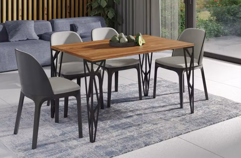 Tavolo da pranzo Endo-Möbel Rulo 130cm - 210cm tavolo da cucina design allungabile struttura in metallo (rovere Stirling)