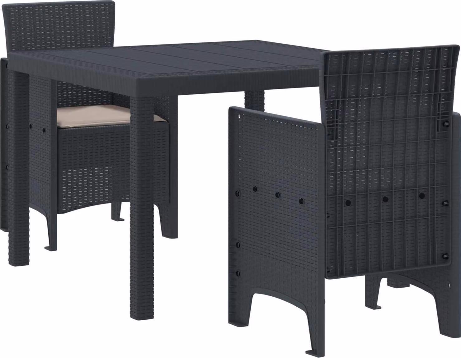 Set da Pranzo per Giardino 3 pcs Antracite Polipropilene