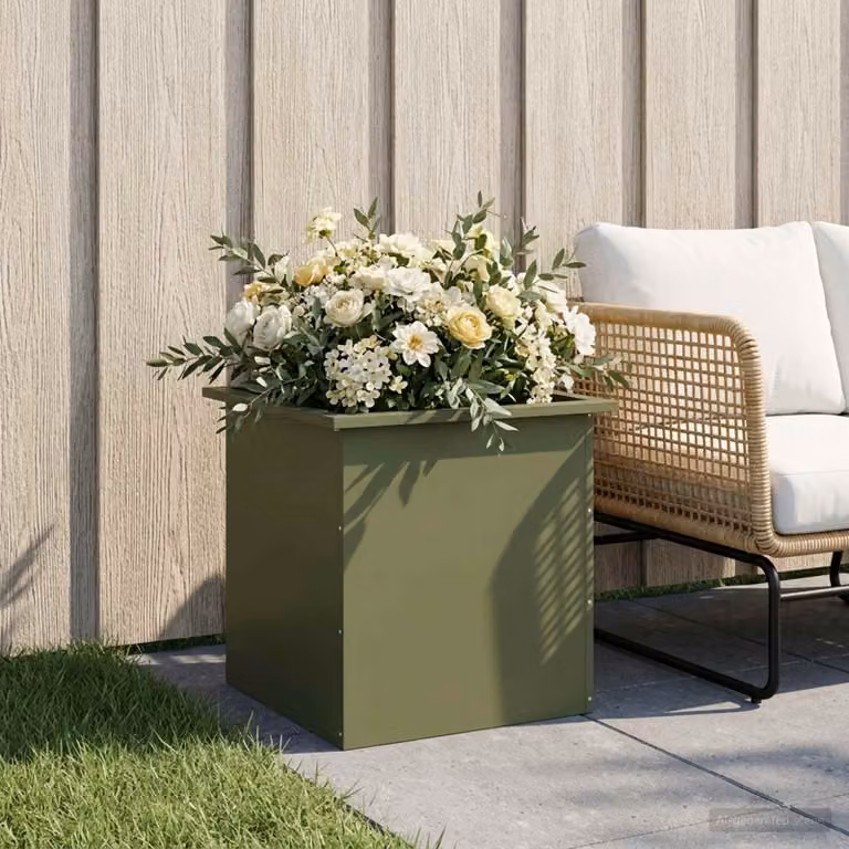 vidaXL Fioriera da giardino in acciaio con LED Verde, L 50 x P 50 x H 48 cm