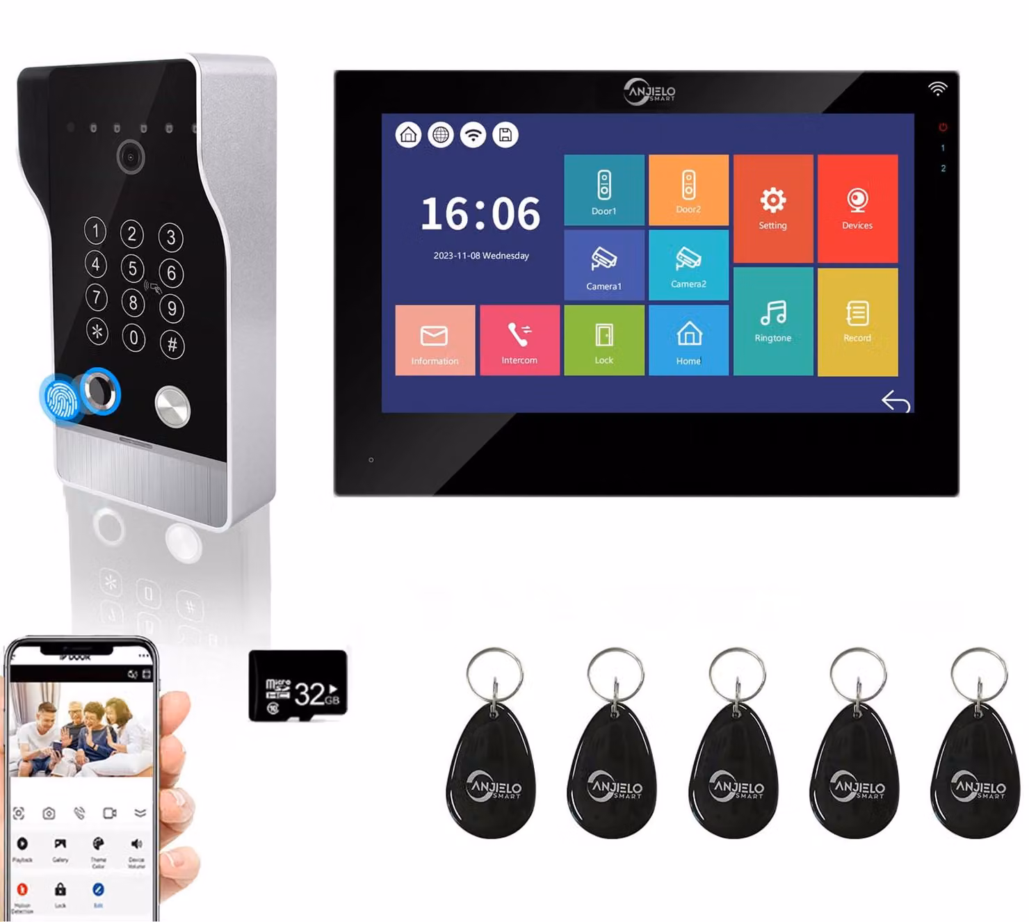 Videocitofono cablato a 1080P, citofono con monitor touchscreen da 7 pollici