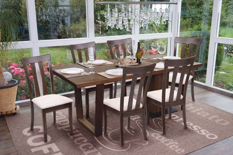 set di 6 sedie per sala da pranzo HWC-G46, sedia da cucina Sedia, tessuto/tessuto legno massiccio ~ struttura scura, beige