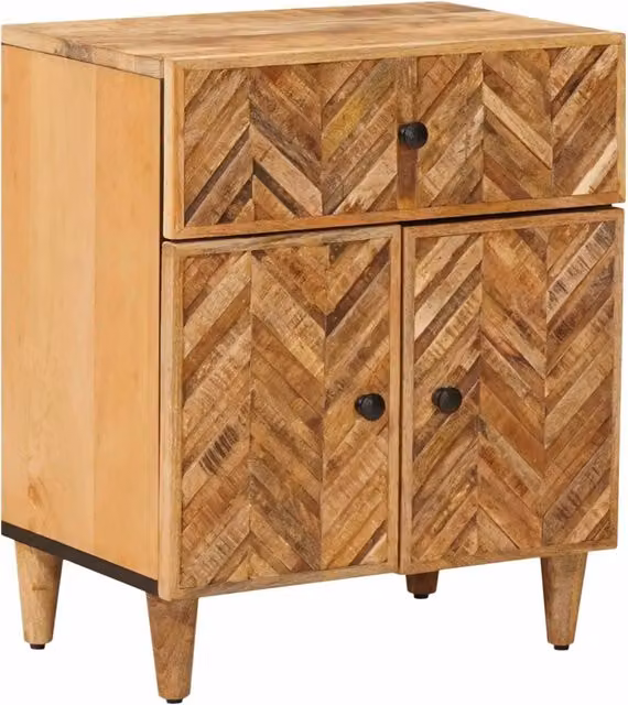 Comodino moderno vidaXL in legno di mango massello marrone L 50 cm, P 33 cm, H 60 cm