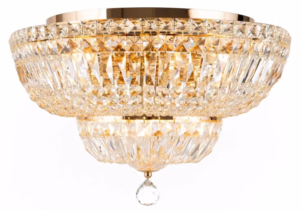 Lampadario Royal Classic GIORDANOSHOP in metallo e cristallo color oro con dettagli trasparenti – 2