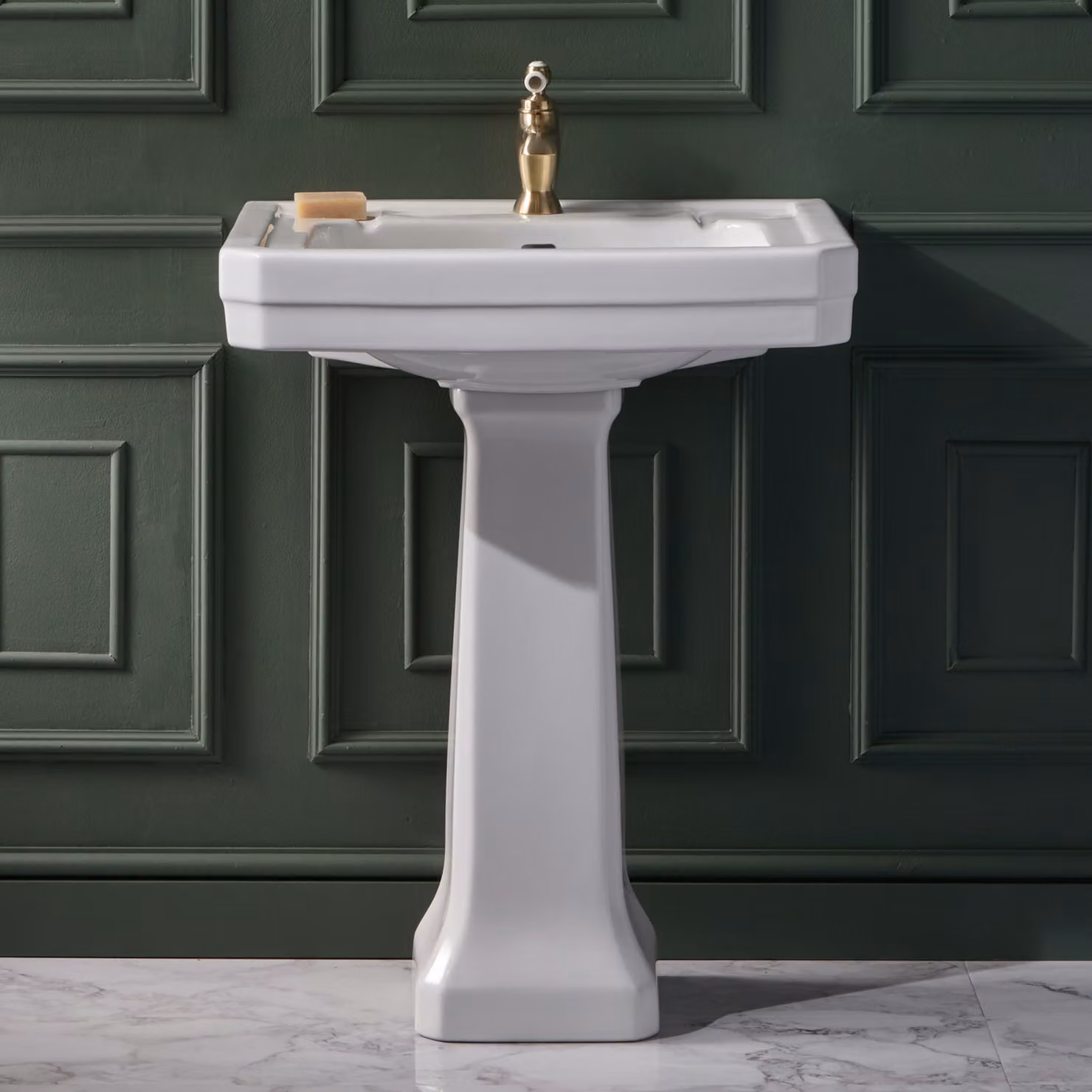 Lavabo su Colonna Tradizionale 645mm - 1 foro rubinetteria - Stile Classico