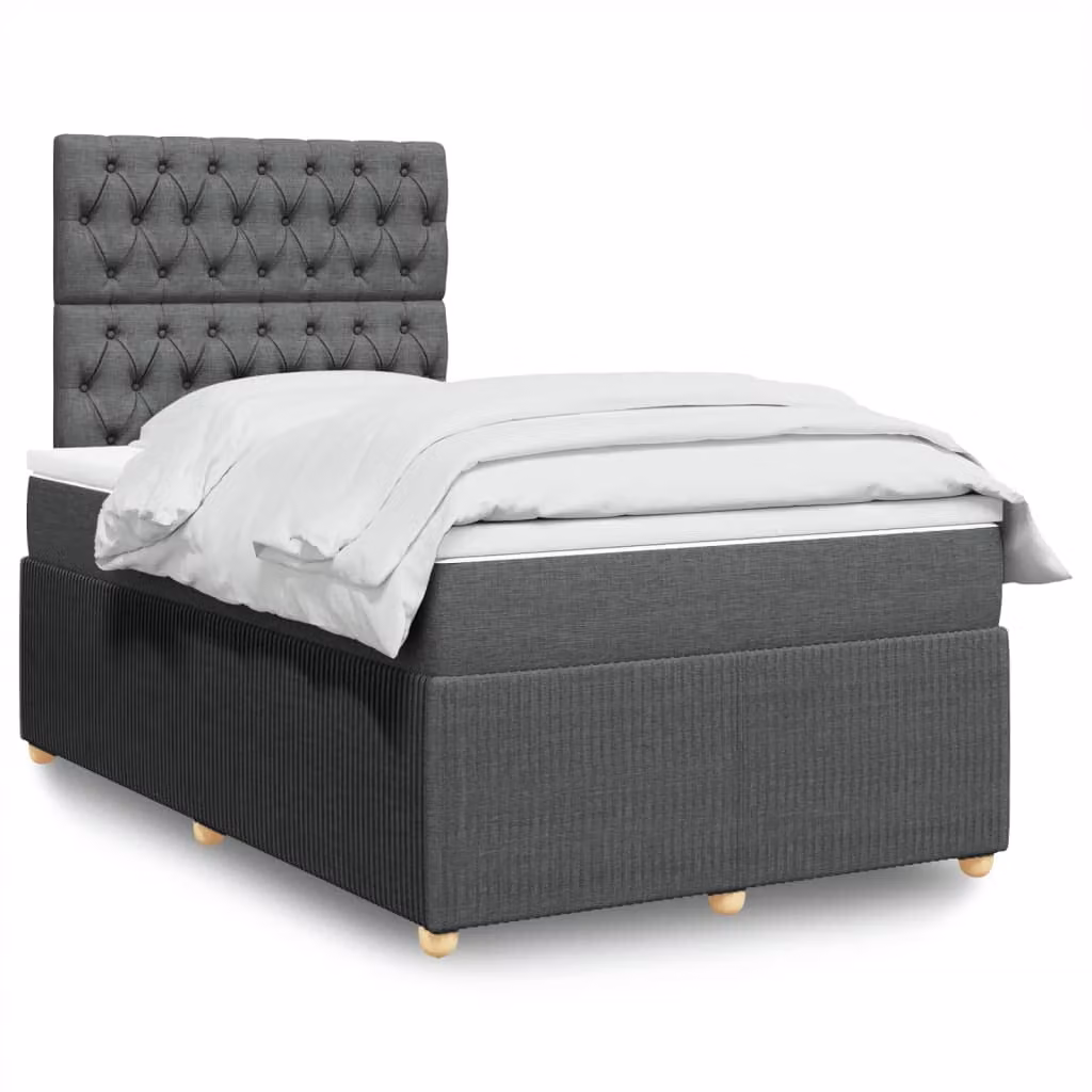 vidaXL Letto Ibrido con Giroletto a Molle e Materasso in Tessuto Grigio e Bianco L/P/H: 120 x 200 cm – 1
