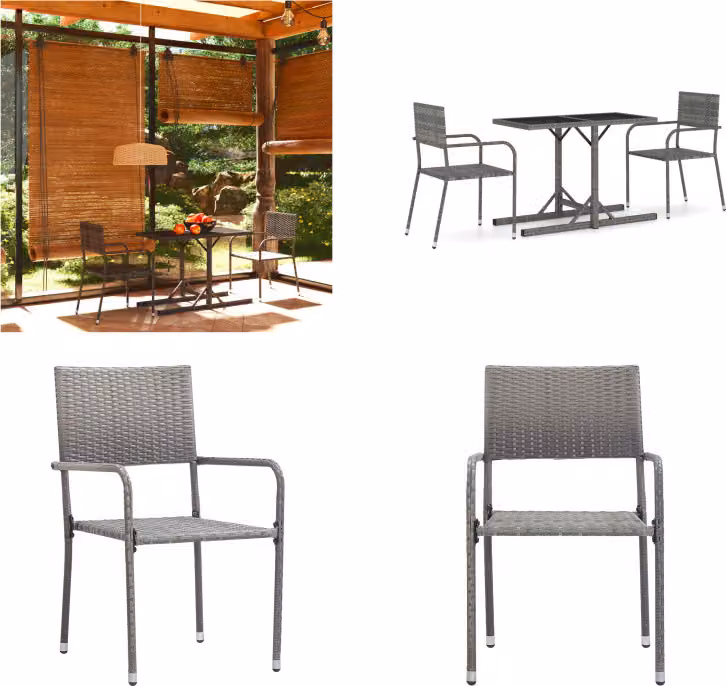 vidaXL Set da pranzo da giardino 3 pezzi grigio - Set da pranzo da giardino - Set da pranzo da giardino - Mobili da giardino - Set di mobili da giardino