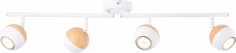 BRILLIANT SCAN Faretto da soffitto LED 75 cm metallo bianco / legno chiaro 4 fiamme