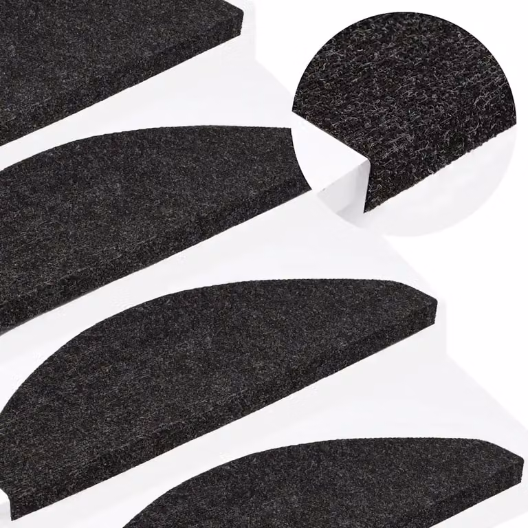 vidaXL Tappetini Autoadesivi per Scale Antiscivolo e Fonoassorbenti, 20 pz, Neri, L/P/H: 56 x 17 x 3,5 cm