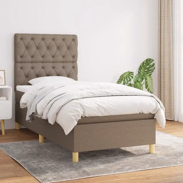 Letto Ibrido con Giroletto a Molle e Materasso vidaXL in Tessuto Beige e Bianco L/P/H: 200 x 80 x 31 cm – 1