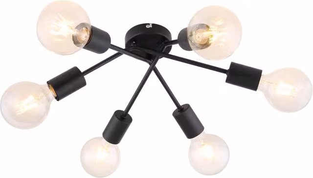 Plafoniera industriale Rabalux Lamar in metallo nero con 6 luci E27