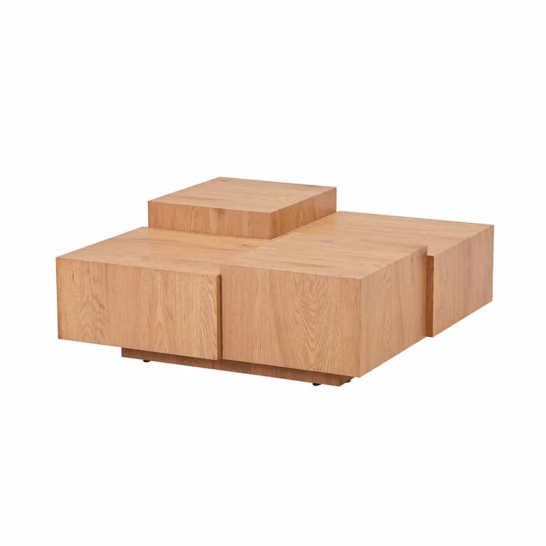 Home Deluxe - Tavolino Nayeli - Rovere chiaro, dimensioni: 96 x 96 x 39 cm, piano in MDF, senza montaggio I Tavolino da salotto Tavolino da salotto Tavolino da divano