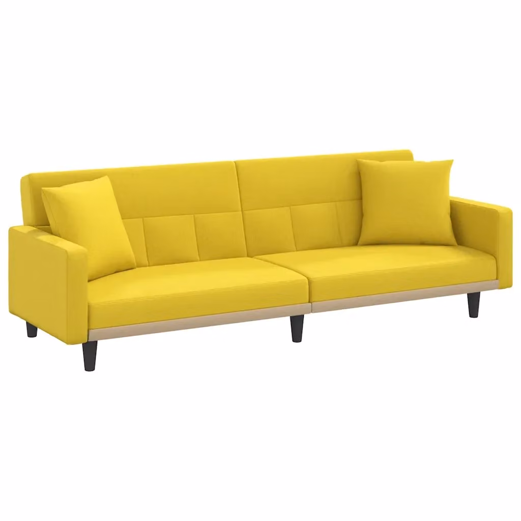 Divano Letto Moderno vidaXL in Tessuto Giallo con Struttura in Legno – 2