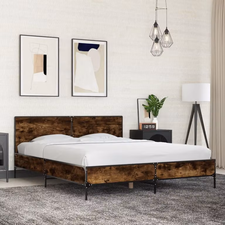 Giroletto vidaXL in legno e metallo color rovere fumo, dimensioni 150 x 200 cm