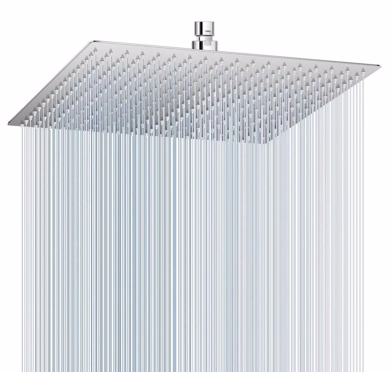 Doccia a pioggia, diametro 40 cm, acciaio inossidabile, finitura cromata lucida, forma quadrata, 324 ugelli anticalcare, regolabile a 360°