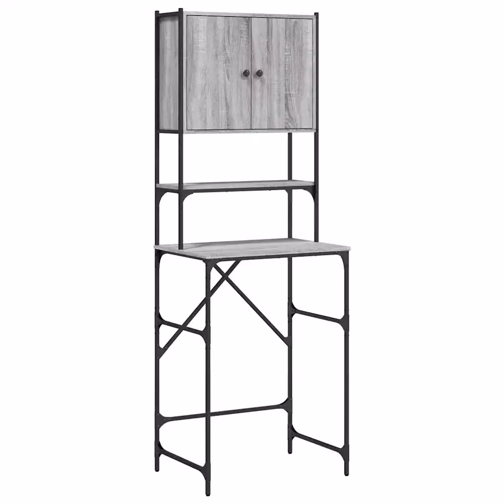 Mobile per lavatrice vidaXL in stile industriale, Grigio Sonoma, L: 68 cm, P: 48,5 cm, H: 194 cm – 2