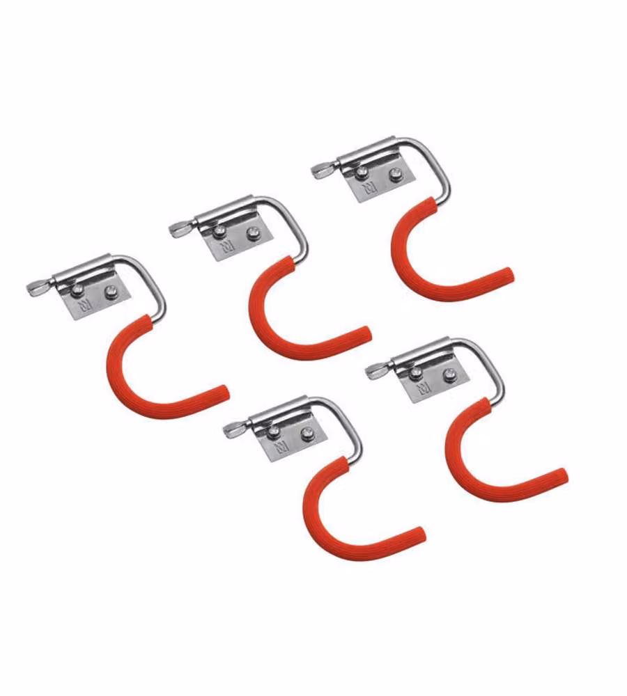 Set 5 ganci zincati da parete rivestiti in pvc