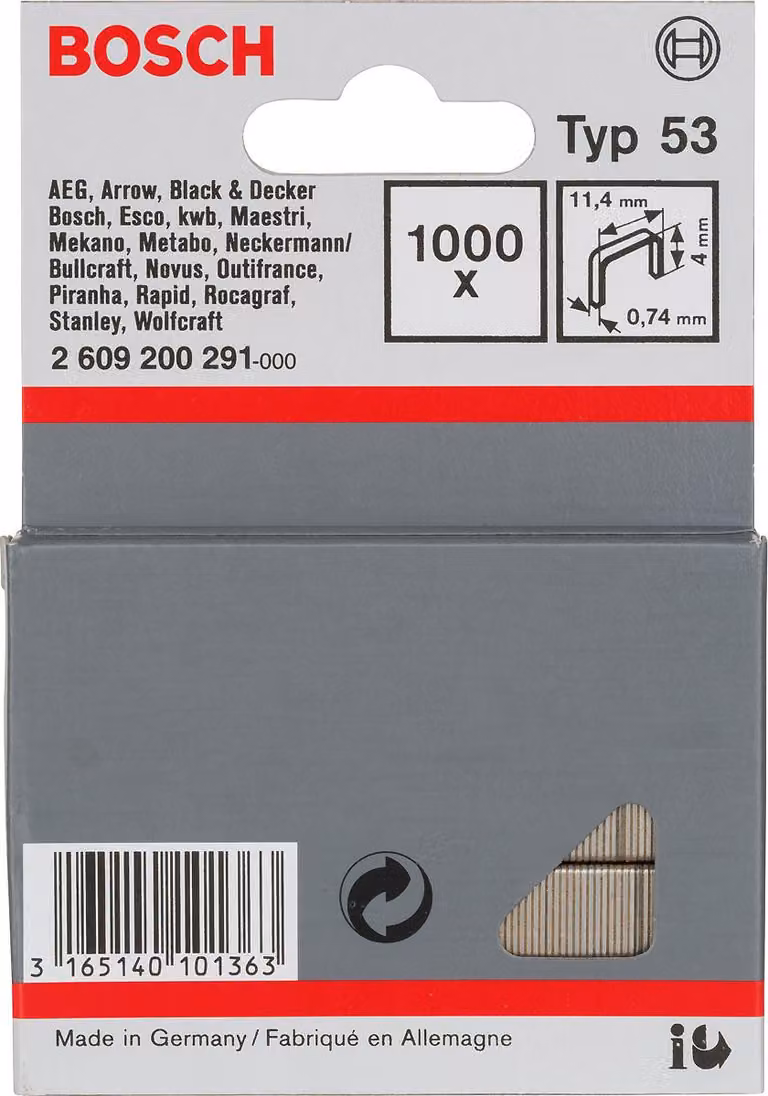 BOSCH 2609200291 1.000 BOSCH Tackerklammern Typ 53 4 mm