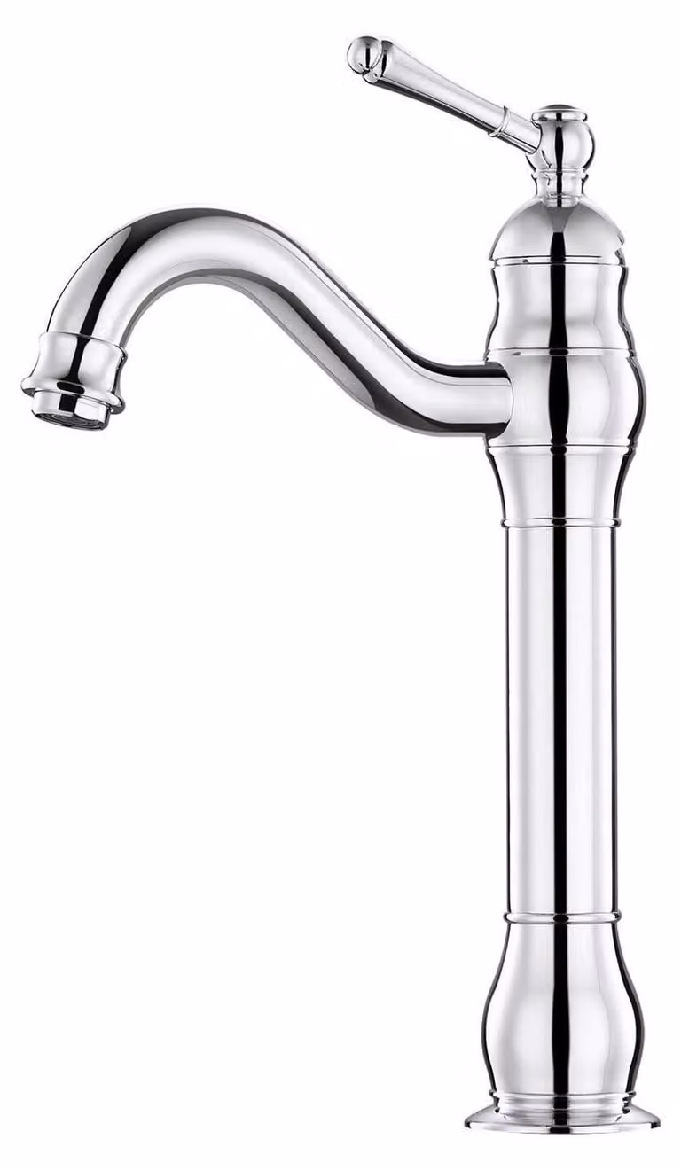 Miscelatore per lavabo in stile retrò, ottone cromato, monoblocco, con bocca alta