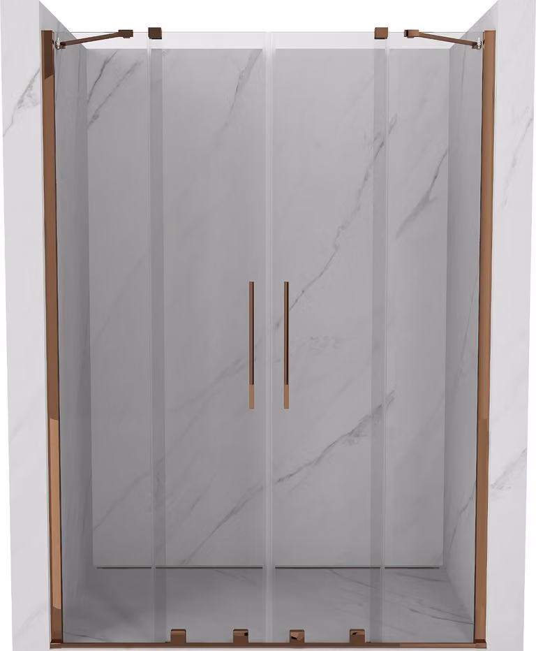 Mexen Velar Duo porte doccia scorrevoli 150 cm, trasparente, oro rosa - 871-150-000-02-60