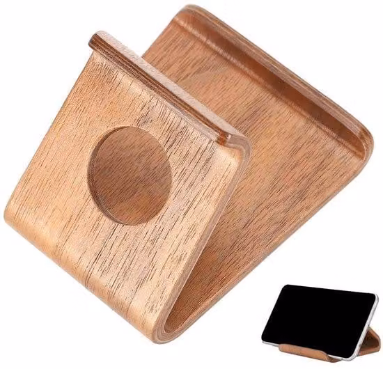 Supporto per telefono in legno - Supporto mobile per tablet e smartphone - Base da tavolo - Materiale sostenibile - Design elegante - Porta telefono in legno per scrivania