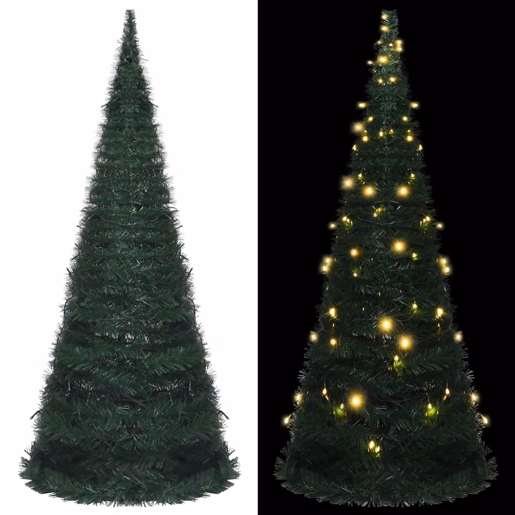 The Living Store Albero di Natale Artificiale Pop-up con LED Verde 210 cm