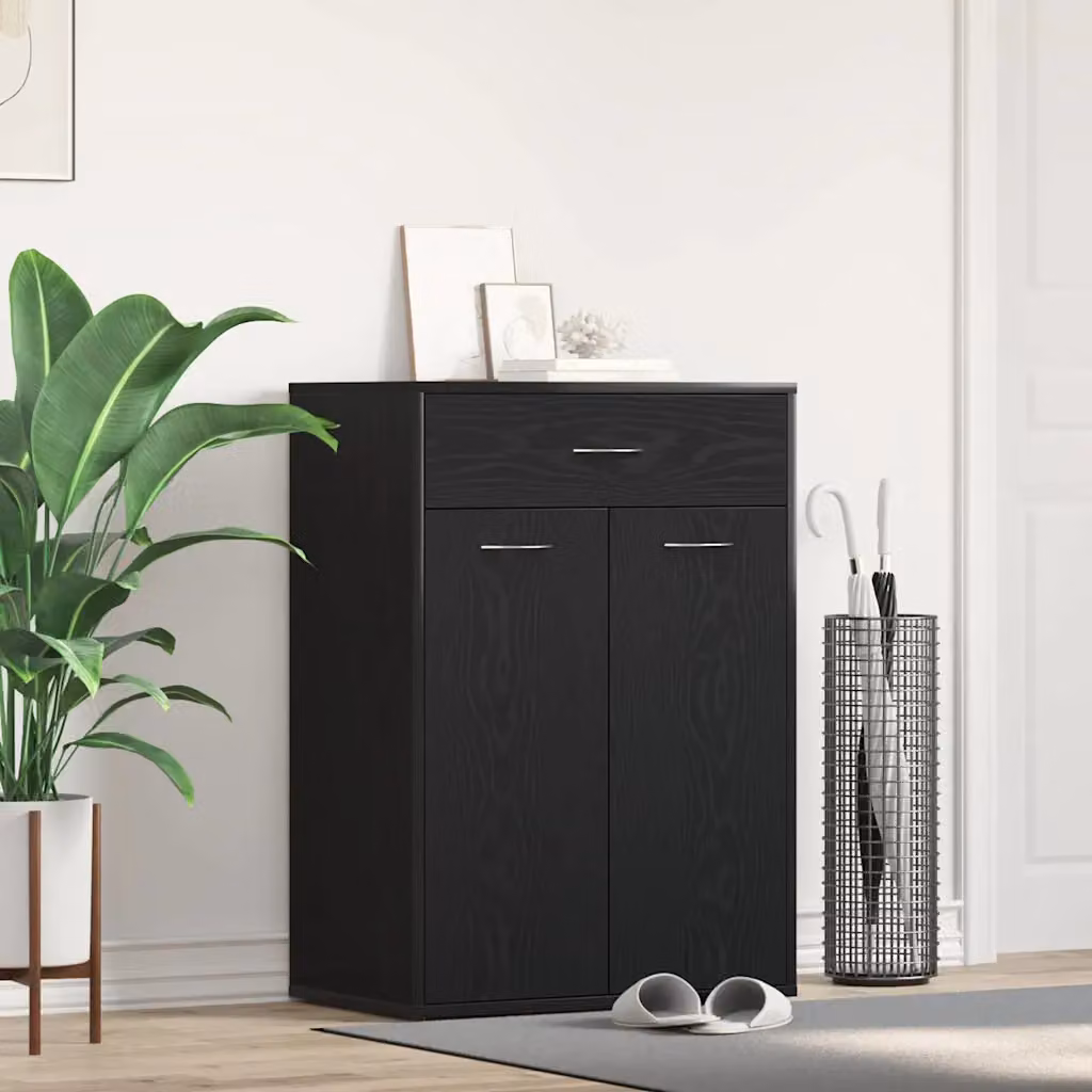 Scarpiera moderna vidaXL in MDF nero con ante a battente L: 60 cm, P: 35 cm, H: 84 cm