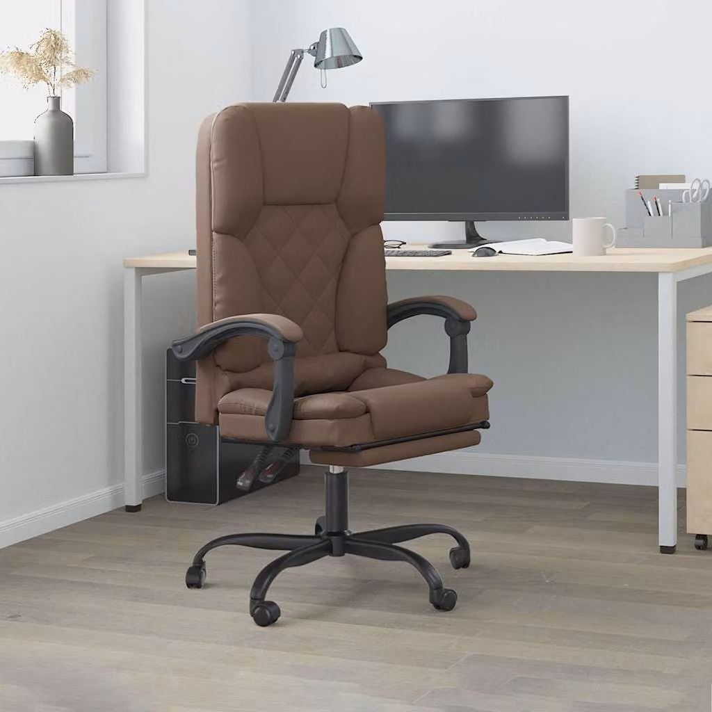 Poltrona da ufficio executive vidaXL in similpelle marrone con poggiatesta e rotelle