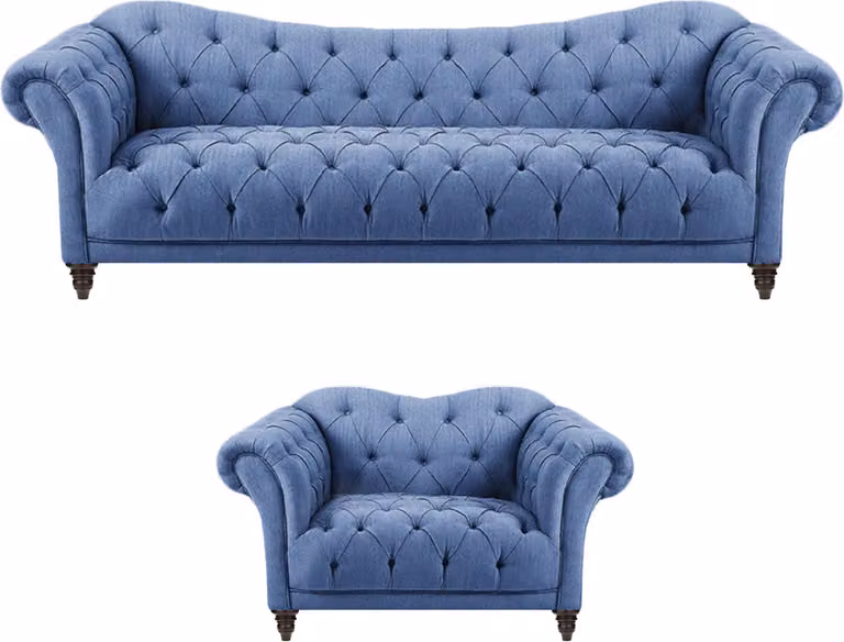 Komplett Wohnzimmer Modern Sofa Dreisitze Couch Blau Einrichtung Sessel