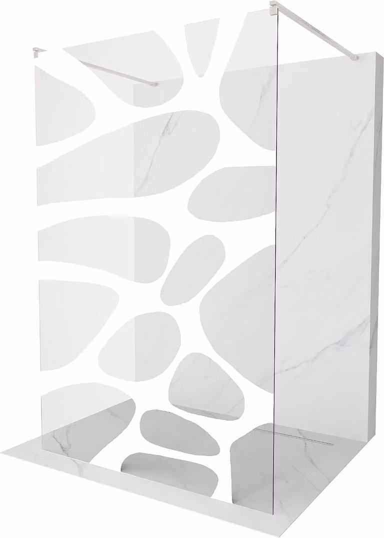 Mexen Kioto pannello doccia indipendente 120 x 200 cm, onda bianca 8 mm, nichel spazzolato - 800-120-002-97-97