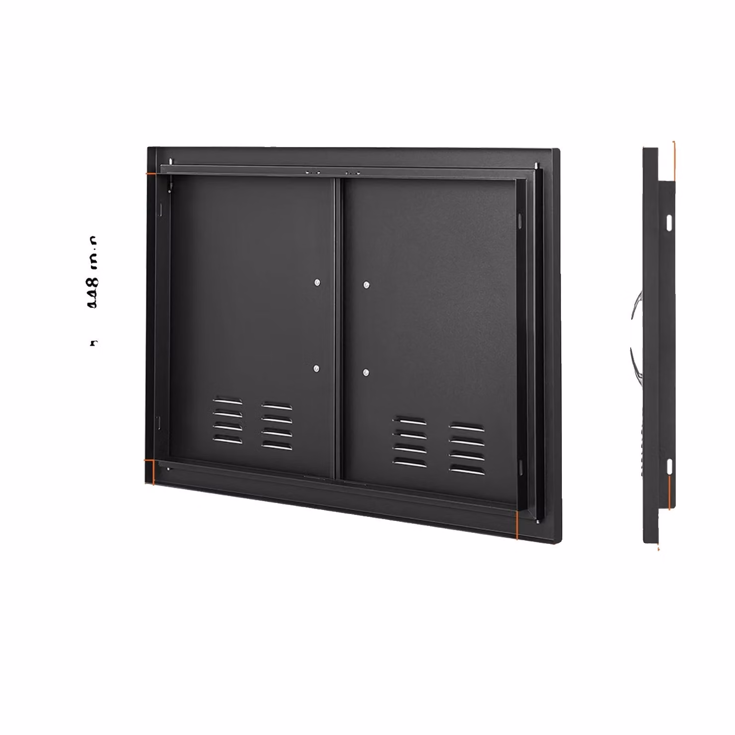 Porta per barbecue, acciaio inossidabile di alta qualità, design piatto, pannelli ventilati, dimensioni 30 x 21 pollici, colore nero