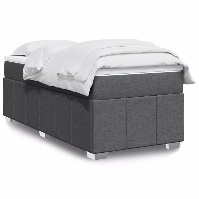 vidaXL Giroletto a Molle con Materasso Ibrido in Tessuto Grigio e Bianco L/P: 80 x 200 cm