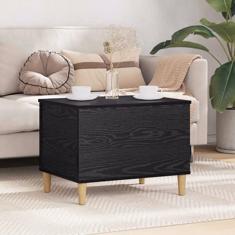 Armadio da Notte vidaXL in Stile Rustico Rovere e Nero L/P/H: 60 x 44,5 x 45 cm