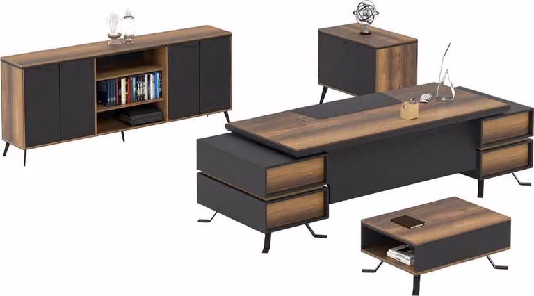 Arbeitstisch Tisch Sideboard Büro Einrichtung Schreibtisch 4tlg. Set Möbel