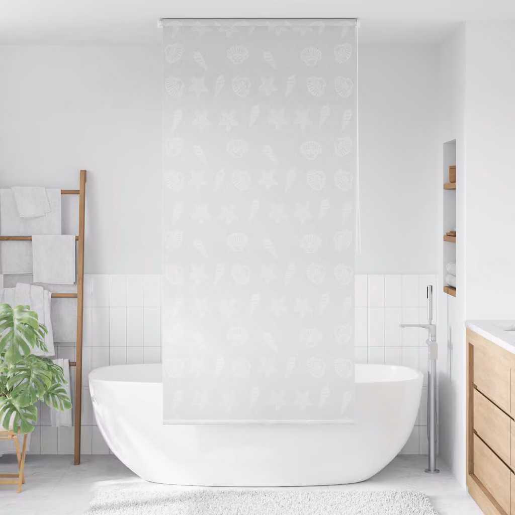 Tenda a rullo per doccia vidaXL con motivo a stelle, grigio e bianco, L: 80 cm, H: 240 cm