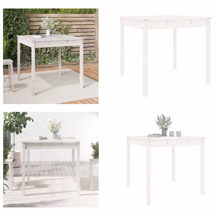 vidaXL Tavolo da giardino bianco 82,5x82,5x76 cm in legno di pino massiccio - Tavolo da giardino - Tavoli da giardino - Tavolo da esterno - Tavolo da patio