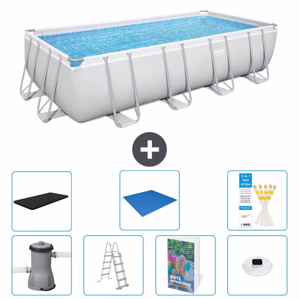 Bestway Power Steel, piscina rettangolare - 488x244x122 cm - composta da 6 parti, modello S596