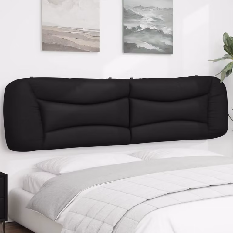 Testiera per letto vidaXL Hvar in similpelle nera con design a strisce, da appendere al muro, L: 210 cm
