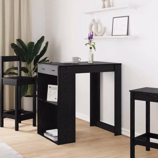 Tavolo da bar moderno vidaXL nero in legno ingegnerizzato e metallo L/P/H: 102 x 70 x 103,5 cm – 1