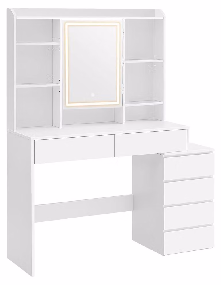 Comò da trucco con illuminazione a LED – Comò – design moderno – bianco nuvola – 120 x 60 x 75 cm