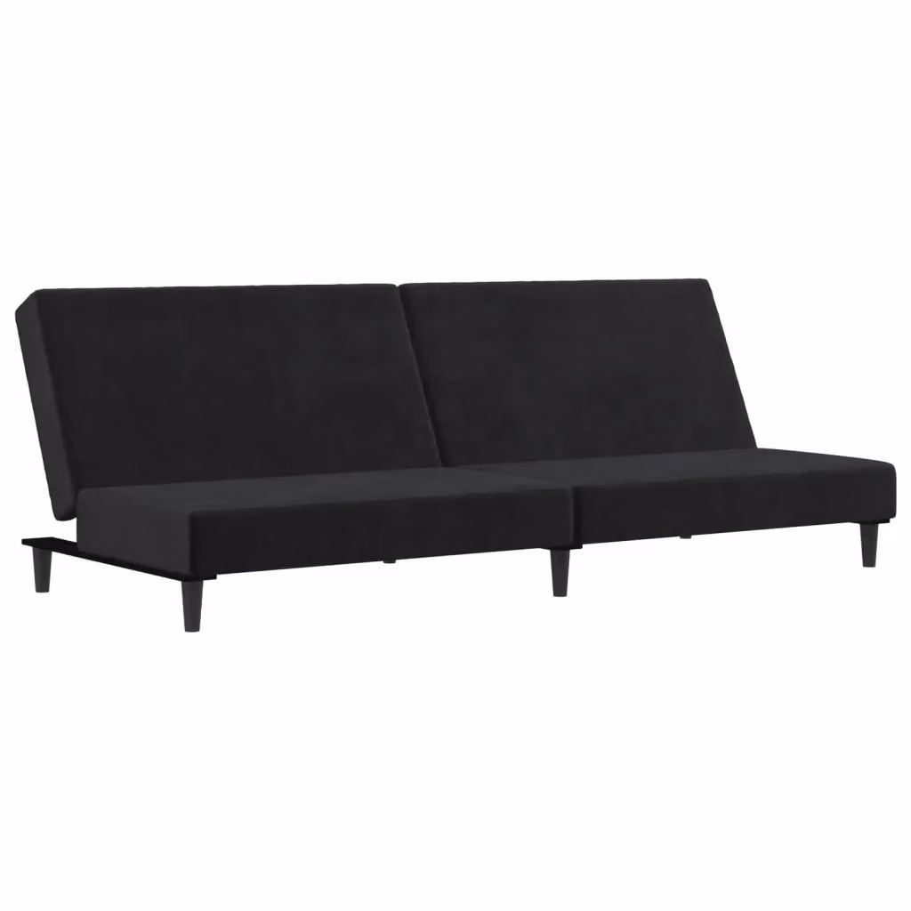 Divano Letto Click-Clack vidaXL in Velluto Nero con Struttura in Legno Solido e Poggiatesta Regolabile, Dimensioni Letto: 100 x 200 cm – 2