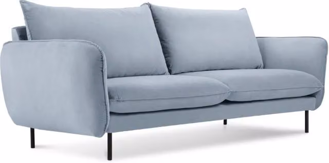 Divano 2 posti Vienna di Cosmopolitan Design in velluto azzurro con struttura in metallo
