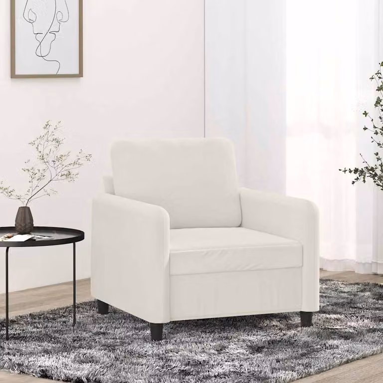 Poltrona moderna vidaXL in velluto beige con braccioli e struttura in metallo