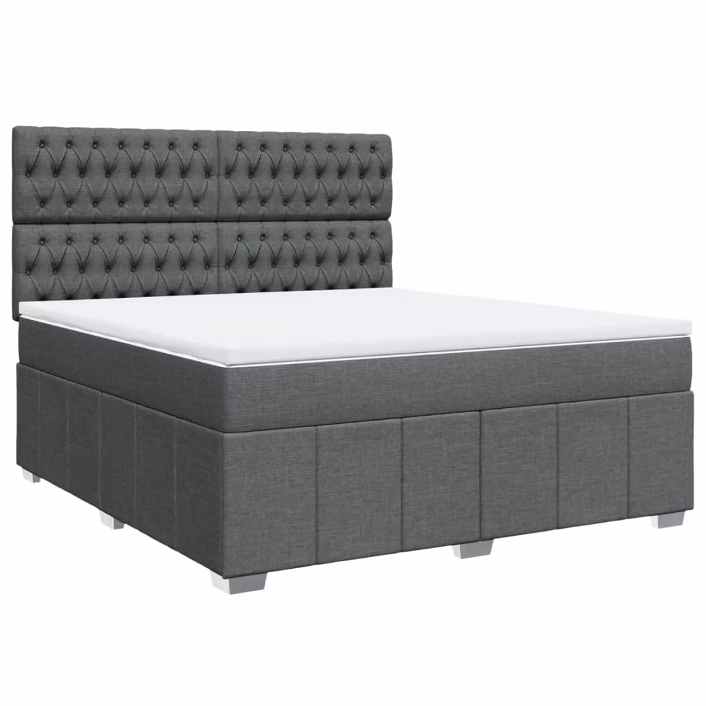 Giroletto a Molle con Materasso Grigio Scuro 180x200 cm Tessuto
