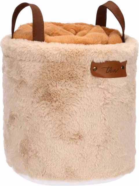 Set cesto e plaid Thun colore marrone e beige per adulti