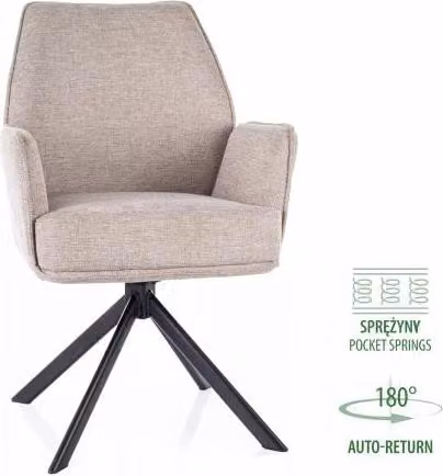 Sedia girevole imbottita HUGO BREGO beige chiaro