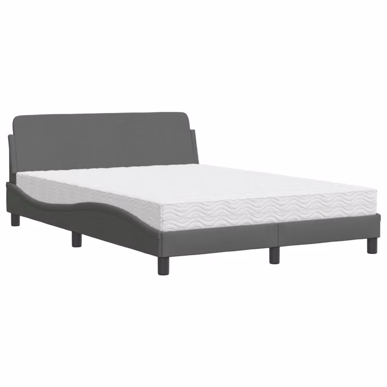 Letto con Materasso Dover Grigio Scuro 140x200cm Tessuto